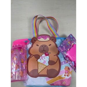 Hot Focus Capybara Lunch Essentials Set Insulated Bag Water Bottle Ice Pack NEW
